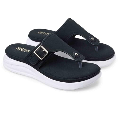Image of DOCTOR EXTRA SOFT Women's Ultra Lightweight Slippers /Flip-Flops with Memory Foam Cushion | Stylish & Comfortable | Casual & Fashion| Diabetic & Orthopedic Synthetic Slip-on Sandals Ladies /Girls D-621