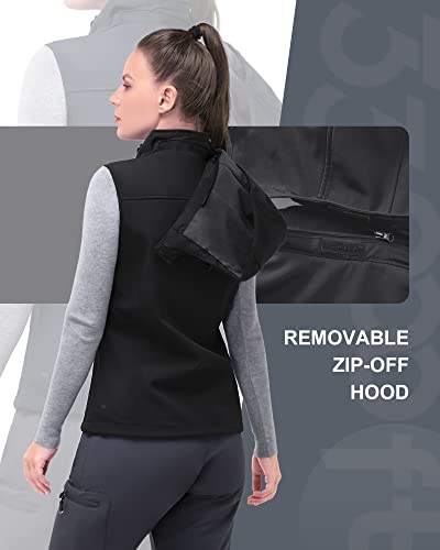 33,000ft Women's Hooded Lightweight Softshell Vest Fleece Lined Windproof Zip Up Sleeveless Jacket for Hiking Golf Running2