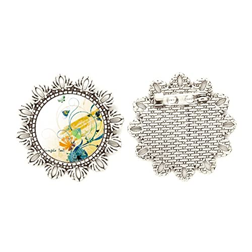 Broche de flores rurales plateadas con gancho para el pecho que no daña la ropa talla M