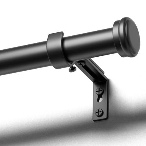 DEFYNEE Tringle à Rideaux Noire, 80-120 cm Extensible, Tringle Rideau 25 mm de Diamètre en Métal Résistant, Ensemble avec Supports Facile à Installer,...