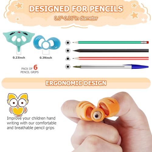 lahnao Set of 6 Writing Aid for Children's Pen, Ergonomic Writing Aid for Children Correction of Writing Posture - Image 3