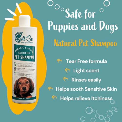AllBe Natural Puppy and Dog Shampoo – Organic Pet Wash – Safe for Normal, Itchy, Sensitive, and Dry Skin – Deodorizing and Moisturizing Grooming Formula – 100% Vegan and Cruelty Free – 13.5 Oz AllBe Natural Puppy and Dog Shampoo – Organic Pet Wash – Safe for Normal, Itchy, Sensitive, and Dry Skin – Deodorizing and Moisturizing Grooming Formula – 100% Vegan and Cruelty Free – 13.5 Oz