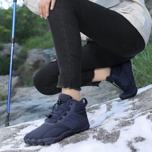 Image of Men's Women's Winter Barefoot Hiking Boots, Slip On Warm Zero Drop Snow Boots, Wide Toe Box Booties, Waterproof Shoes Sneakers Hike Shoes for Hiking Walking Outdoor Unisex