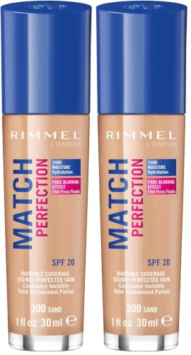 Rimmel London Match Perfection Foundation Base de Maquillaje, SPF 20, Tono 300, 30 ml (Paquete de 2)