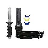 evo 420 Stainless Blunt Scuba Dive Knife - 5' Premium Diving Knife with Blunt Tip, Serrated Top...