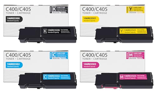 VersaLink C400 C405 Toner Bundle (4-Pack, BK/C/M/Y) Replacement for Xerox VersaLink C405 C400 C400D C400DN C405 C405DN C405N Printer, 106R03500 106R03501 106R03502 106R03503 Toner