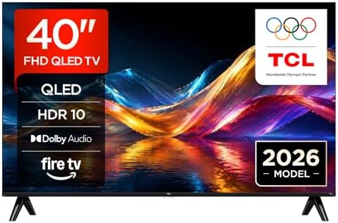 TCL 40V5D QLED 40 Zoll Fernseher, Full HD HDR Smart TV, Fire TV, Direct LED | Apple AirPlay 2, Alexa-kompatibel, Rahmenloses Metalldesign