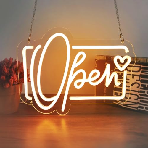 Image of Open Neon Sign, Neon Signs Lights for Wall Decor Store, Perfect Gifts for business owners, Dimmable Neon Light 13.3 * 10.3 in