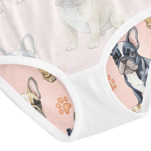 Girls Panties, Watercolor French Bulldog Poses Toddler Girl Panties, Girls' Cotton Brief Underwear, 2T–8 Years4