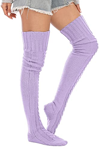 Image of Leoparts Women's Cable Knitted Thigh High Boot Socks Extra Long Winter Stockings Over Knee Leg Warmers