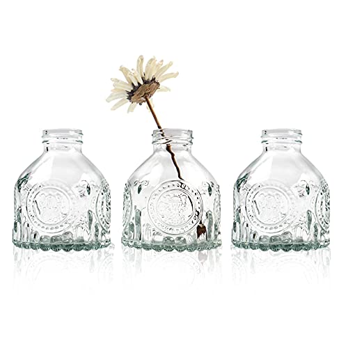 Image of 3 Pack Glass Bud Vase for Flowers Small Glass Vase for Table Decoration Home Party Decoration Transparent
