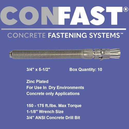 Image of CONFAST 3 /4 inch x 5-1 /2 inch Wedge Anchor Zinc Plated (Box of 10)