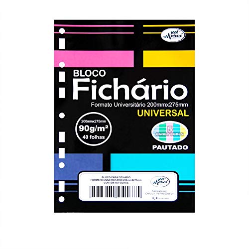 Folhas de Fichario 90g Pautadas Candy Colors Tamanho Universitário Merci