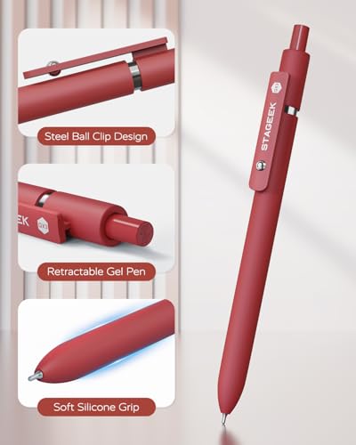 Image of STAGEEK GX3 Red Gel Pens, 6 Pcs Quick Dry Smooth Writing Pen with 3 Refills