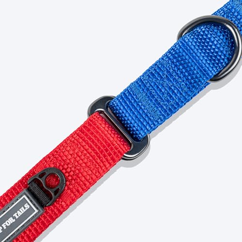 Image of HUFT Martingale Collar - Crimson Red & Cobalt Blue (S) | Durable, Stylish Adjustable Dog Belt for Puppies, Small & Medium Dogs | Perfect Collar for Walking & Everyday Use