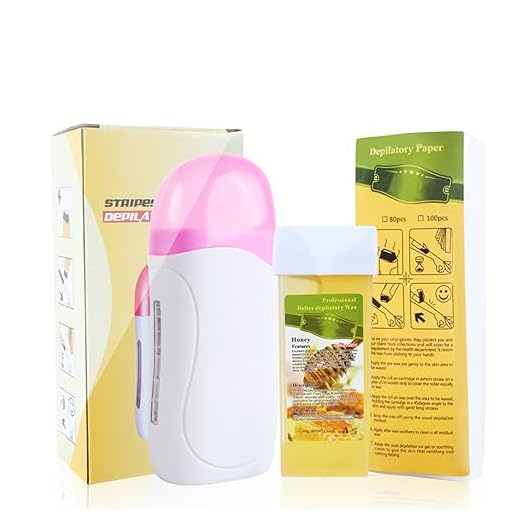 Roll On Wax Kit, Máquina de Calentador de Rodillo Depilatorio de Cera 100 Piezas de Papel de Cera + Juego de Depilación Corporal de Cera, Calentador de Cera Depilatorio Roll On