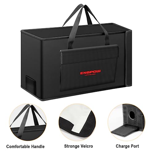 Akku Tasche Ebike Batterie Tasche Feuerfeste bis 2000°F Explosionsgeschützte Lipo Bag kompatibel mit 2 E-Bike Akkus Dick Stoßfester Sichere Batteriebox Aufladung Transport Lagerung 45 x 12 x 25 cm