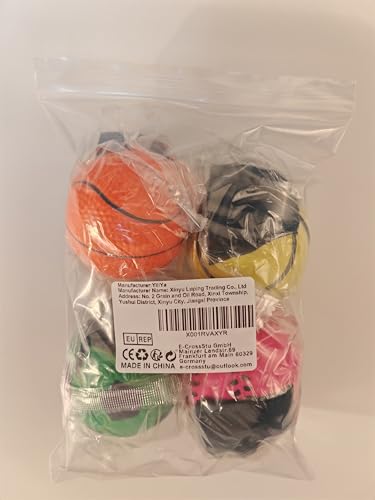 Springball mit Schnur - Sport Handgelenk Return Set, Ø 6cm, 4 Stücke Armband Spielzeug für Kinder und Erwachsene, Fußball/Basketball/Softball/Baseball (Mehrfarbig)