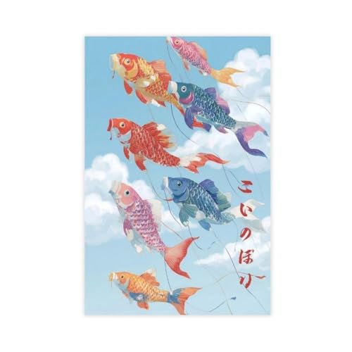 Tableau japonais cerf-volant pour une décoration de chambre d'enfant apaisante