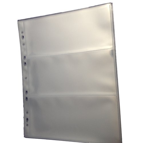 Cosmic/Multi-Master Banknote Collectors Sleeves - 3 Pocket Horizontal, 215mm x 95mm (10)
