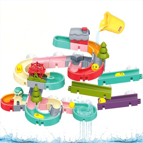 Bath Toys Kids Bath DIY Track Balls Game Shower Watermill Slide Bathtub Water Toy for Toddlers Educational Gift for 3-6 Year Olds Boys Girls 62PCS