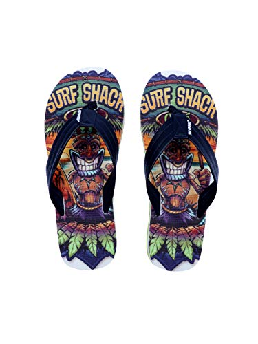 Image of SOLETHREADS SURF SHACK | Comfortable | Digital Print | Cool | Chill | Colourful | Beach | Sketch | Flip Flops for Men