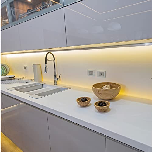 Image of Warm White LED Strip Lights, 16.4ft Smart LED Light Strip 3500K with Dimmable Remote & Adapter, Strong Adhesive, 600 LEDs Flexible Tape Lights for Vantiy Mirror, Kitchen Cabinet, Bedroom