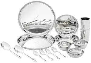 Solimo Dinner Set | Stainless Steel | Mirror Finish | Set of 18 - Solid