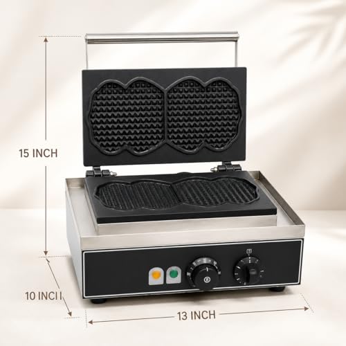 Image of 2PCS Round Waffle Machine, Commercial Electric Waffle Maker Machine, Professional Belgian Waffle Maker for Cafe Bakery