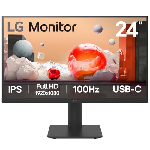 Image of LG 24MS570B IPS Full HD (1920 x 1080) Monitor, 24 Inch, 100Hz, Anti-Glare, HDMI x 2, USB-C with PD65W, Height /Tilt Adjustable Stand, in-Built Speakers, Head Phone Out, Reader Mode, Flicker Safe