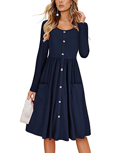 Image of KILIG Women's Summer Casual Sundress Button Sleeveless Spaghetti Strap Dress