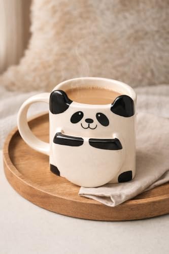 Image of Valentine's Gift Cute Panda Couple Mug - 3D Sculpted Ceramic Animal Mug for Romantic Gifting by GupShupCups