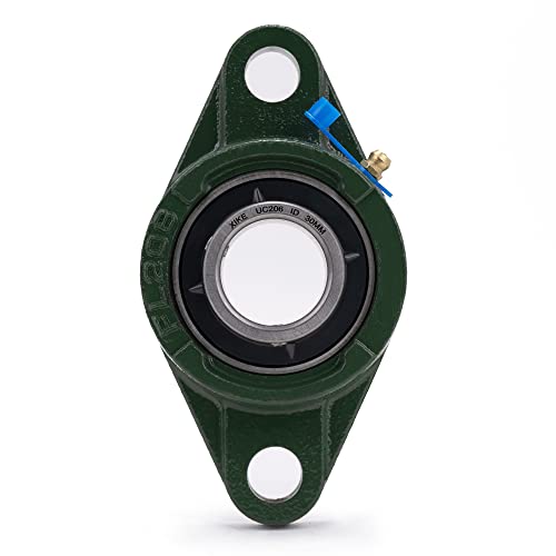 Image of XIKE 2 Pcs UCFL206 Bore 30 mm Pillow Block Flange Mounted Ball Bearings. | Solid Cast Iron Base and Self Aligning Chrome Steel Sealed Bearings