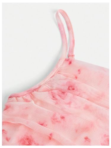 WDIRARA Girl's Floral Print Square Neck Mesh Sleeveless Ruched Cami Dress Party Bodycon Dresses3