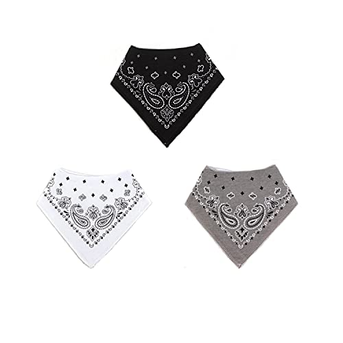 Image of LNGLAT 3-Pack Baby Bandana Drool Bibs for Boys and Girls with Adjustable Snaps, Organic Cotton Soft and Absorbent Toddler Baby Paisley Pattern Bibs for Drooling and Teething