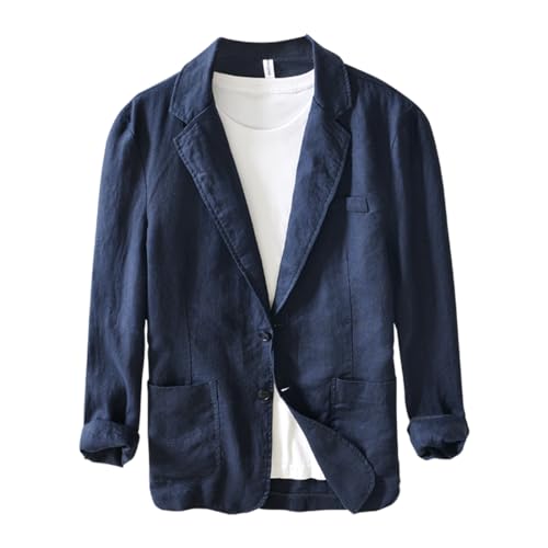 Men's Blazer Lapel Linen Suit Business Casual Lightweight Daily Suit Jackets