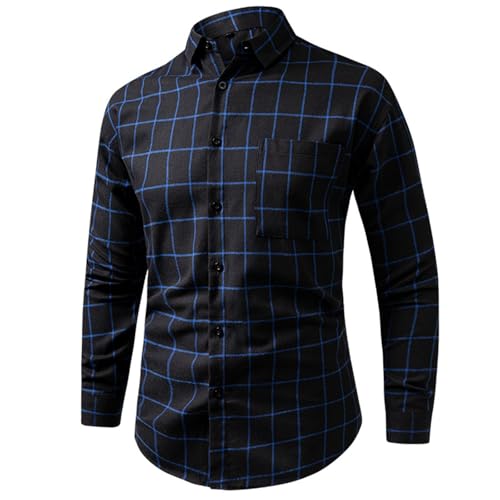 Cambkatl Men's Classic Long Sleeve Gingham Shirts - 2025 Fall Stretch Business Casual Button Down Lapel Plaid Dress Shirts