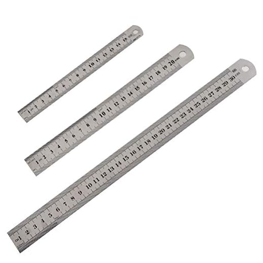 YOTINO 3Pcs Reglas de acero inoxidable Precisión de metal de doble cara Regla métrica e imperial de borde recto Precisión 15cm / 20cm / 30cm para dibujos de oficina, la técnica