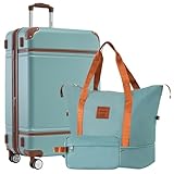 Merax 28 Inch Checked Luggage, Expandable Suitcase with Spinner Wheels, Hard Shell Vintage Luggage Set with TSA Lock(Green)