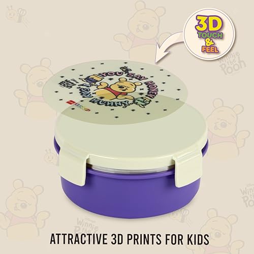 Image of CELLO Kidzbee Pluto Hunny Bear Insulated Kids Lunch Box, Off White | Silicone Food-Grade Seal Lid | 3D Touch & Feel Designs Tiffin | Leak Proof & Secure 4 Sided Click Locks | Ideal for School & Picnic