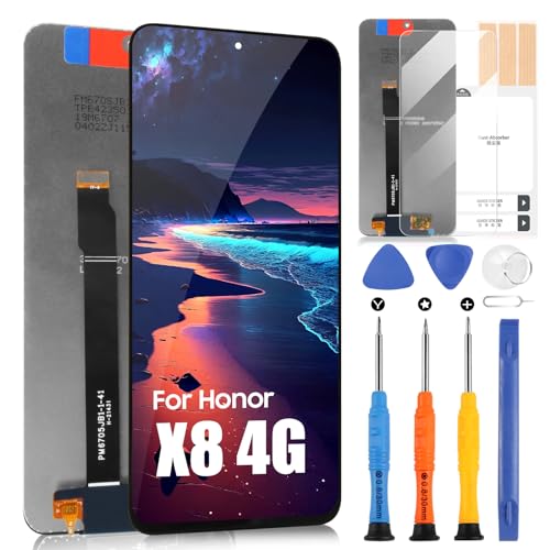 Pantalla LCD para Huawei Honor X8 4G TFY-LX1 TFY-LX2 TFY-LX3 LCD Pantalla Táctil Digitizer Cristal Asamblea con Kit de reparación (6.6', Negro)