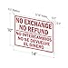SmartSign No Exchange, No Refund Bilingual Store Policy Sign, 14 x 10 inch, Digital Printing, 55 mil HDPE Plastic, Red and White, Made in USA