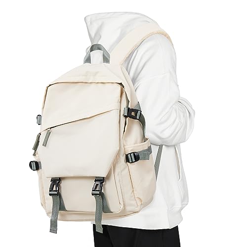 Image of coowoz College Backpack Waterproof Black College Bags For Women Lightweight Travel Rucksack Casual Daypack Laptop Backpacks For Men Women(White Green Large)