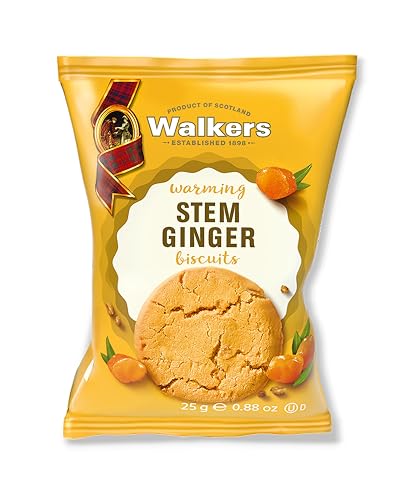 Walker's Shortbread Twin Pack Stem Ginger Biscuits – Traditional Pure Butter Scottish Shortbread, 25 g (100× Twin Packs)