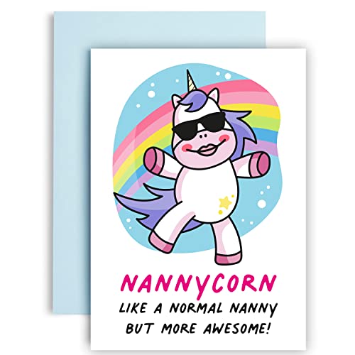Huxters Birthday Card For Nanny – Funny Birthday Card For Nanny – Happy Birthday Card From Kids – Colourful Unicorn Birthday Card With Pastel Envelope – A5 (Nannycorn) #TOP6