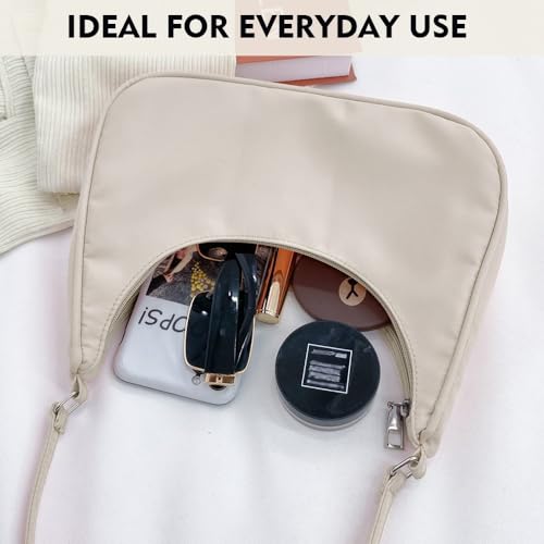 GIDWRIY Kleine Schultertasche Damen Beige, Tasche Aesthetic Y2k Handtasche Teenager Mädchen, Umhängetasche Vintage 90s, Small Shoulder Bag Women, Handbag, Achsel Tasche Frauen, Tasche Tote Bag
