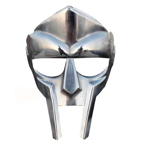 THE ANTIQUE HOUSE MF Doom Gladiator Mask Mad-Villain 18G Mild Steel Face Armour Medieval Hand-Forged Roman Armor Doom Mask Halloween
