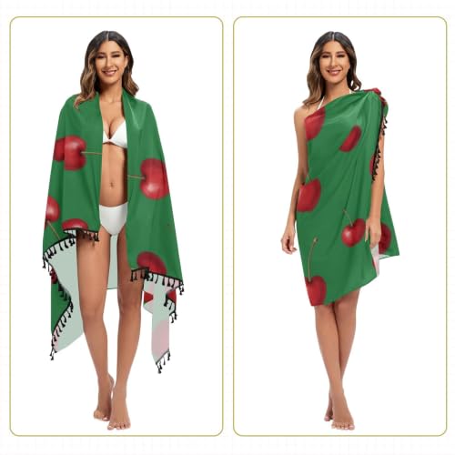 Cubierta de traje de baño para mujer con diseño de cerezas rojas 5