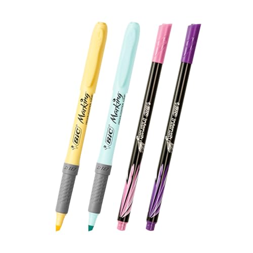 BIC, Kit 3 Marcadores de Texto Marking Pastel + 3 Canetas Hidrográficas Intensity Pastel, 6 Unidades