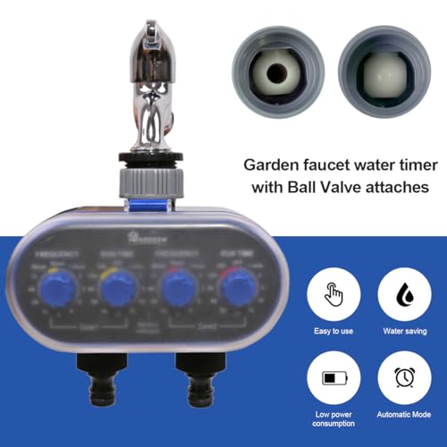 Yardeen Watering Hose Sprinkler Timer Garden Irrigation System Controller Electronic Water Timer with Two Outlets Color Blue